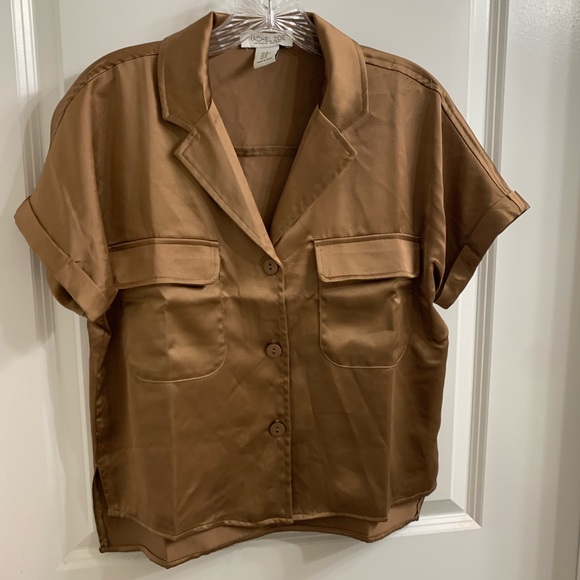 Rachel Zoe Bronze Button Up Blouse - Picture 3 of 3